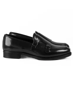 Mocassini Doppia Fibbia Uomo Scarpe Ecopelle Abrasivate Lucide Eleganti Cerimonia Suola Di Cuoio Casual Nero GIOSAL-S1262A
