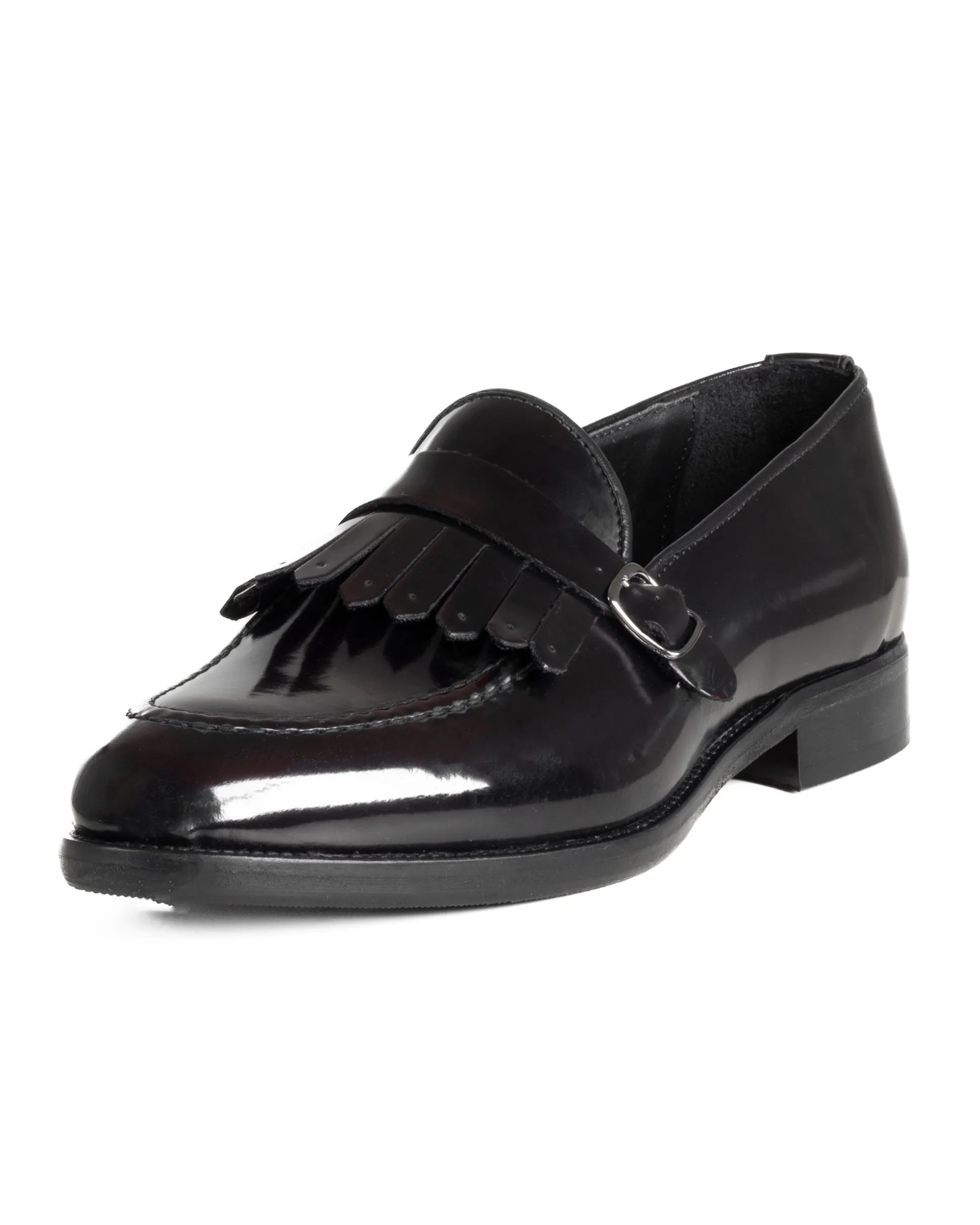 Mocassini Uomo Con Fibbia Frangia Scarpe Eleganti Ecopelle Abrasivate Cerimonia Suola Di Cuoio Casual Bordeaux GIOSAL-S1296A