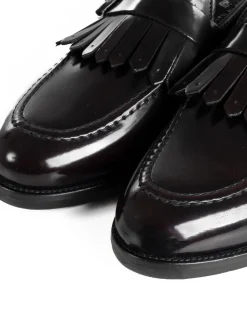 Mocassini Uomo Con Fibbia Frangia Scarpe Eleganti Ecopelle Abrasivate Cerimonia Suola Di Cuoio Casual Bordeaux GIOSAL-S1296A