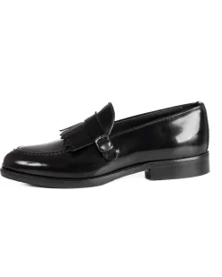 Mocassini Uomo Con Fibbia Frangia Scarpe Eleganti Ecopelle Abrasivate Cerimonia Suola Di Cuoio Casual Bordeaux GIOSAL-S1296A