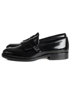 Mocassini Uomo Con Fibbia Frangia Scarpe Eleganti Ecopelle Abrasivate Cerimonia Suola Di Cuoio Casual Nero GIOSAL-S1295A