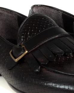 Mocassini Uomo Con Fibbia Frangia Scarpe Ecopelle Eleganti Pelle Vitello Intrecciata Cerimonia Suola Di Cuoio Con Ovalino Antiscivolo Casual Marrone GIOSAL-S1289A