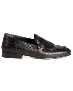 Mocassini Uomo Con Fibbia Frangia Scarpe Ecopelle Eleganti Pelle Vitello Intrecciata Cerimonia Suola Di Cuoio Con Ovalino Antiscivolo Casual Marrone GIOSAL-S1289A