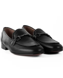 Mocassini Uomo Con Fibbie Morsetto Scarpe Ecopelle Eleganti Pelle Vitello Cerimonia Suola Di Cuoio Con Ovalino Antiscivolo Casual Nero GIOSAL-S1269A