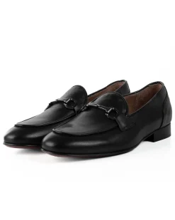 Mocassini Uomo Con Fibbie Morsetto Scarpe Ecopelle Eleganti Pelle Vitello Cerimonia Suola Di Cuoio Con Ovalino Antiscivolo Casual Nero GIOSAL-S1269A