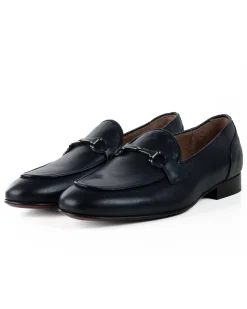 Mocassini Uomo Con Fibbie Morsetto Scarpe Ecopelle Eleganti Pelle Vitello Cerimonia Suola Di Cuoio Con Ovalino Antiscivolo Casual Blu GIOSAL-S1270A