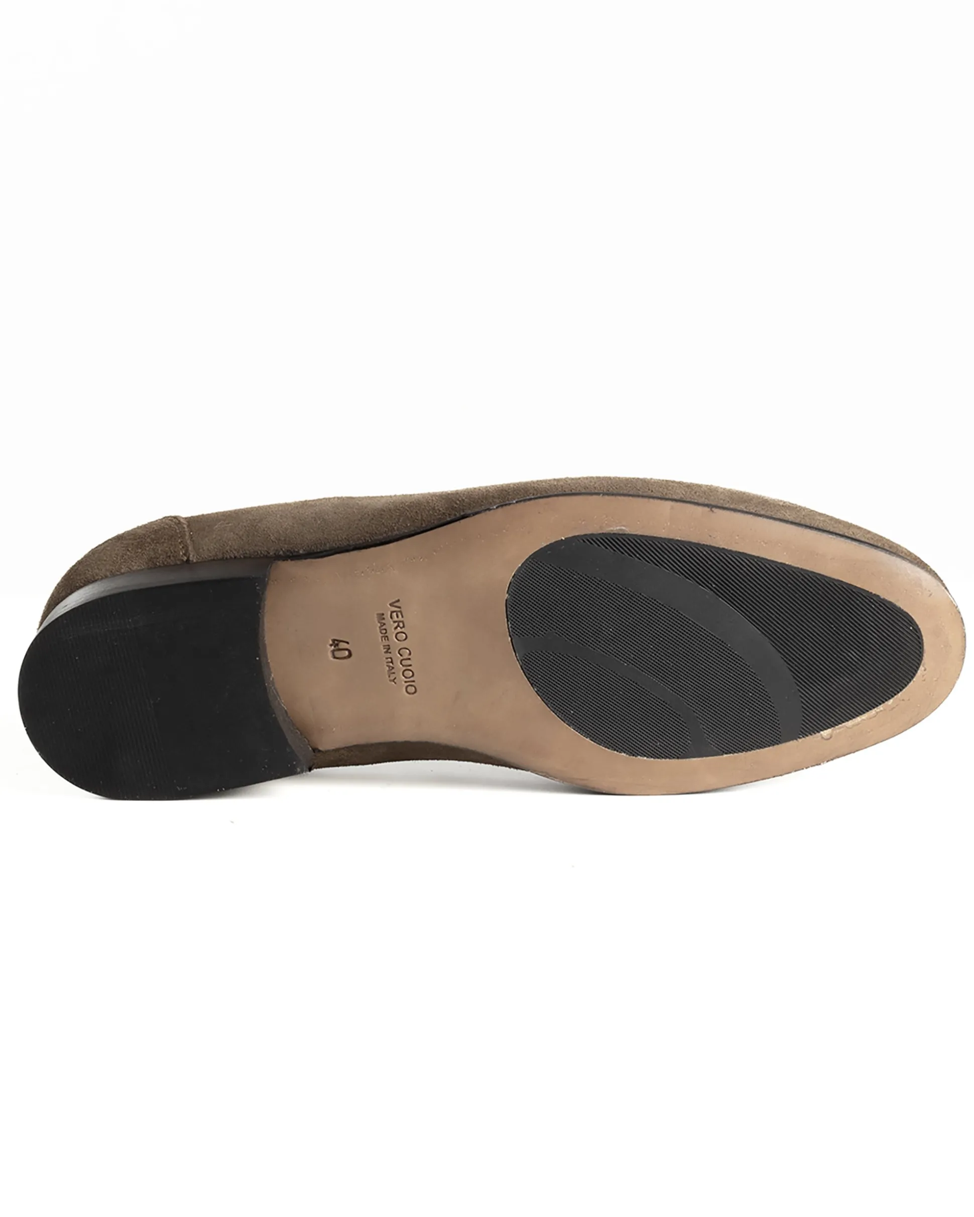 Mocassini uomo con nappine scarpe camoscio eleganti cerimonia pelle scamosciata suola di cuoio con ovalino antiscivolo casual tortora GIOSAL-S1322A