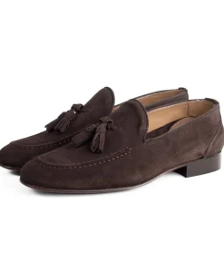 Mocassini Uomo Con Nappine Scarpe CamoscMocassini uomo con nappine scarpe camoscio eleganti cerimonia pelle scamosciata suola di cuoio con ovalino antiscivolo casual marrone GIOSAL-S1267A