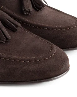 Mocassini Uomo Con Nappine Scarpe CamoscMocassini uomo con nappine scarpe camoscio eleganti cerimonia pelle scamosciata suola di cuoio con ovalino antiscivolo casual marrone GIOSAL-S1267A