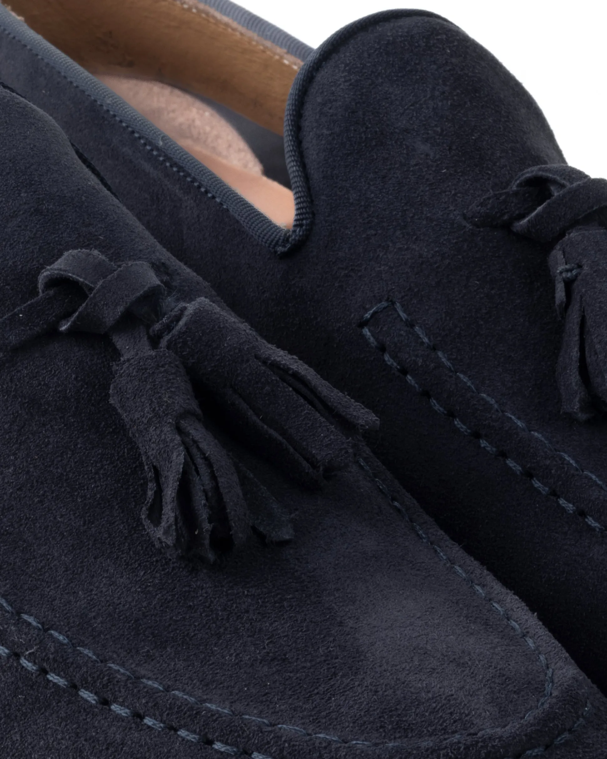 Mocassini uomo con nappine scarpe camoscio eleganti cerimonia pelle scamosciata suola di cuoio con ovalino antiscivolo casual blu GIOSAL-S1268A