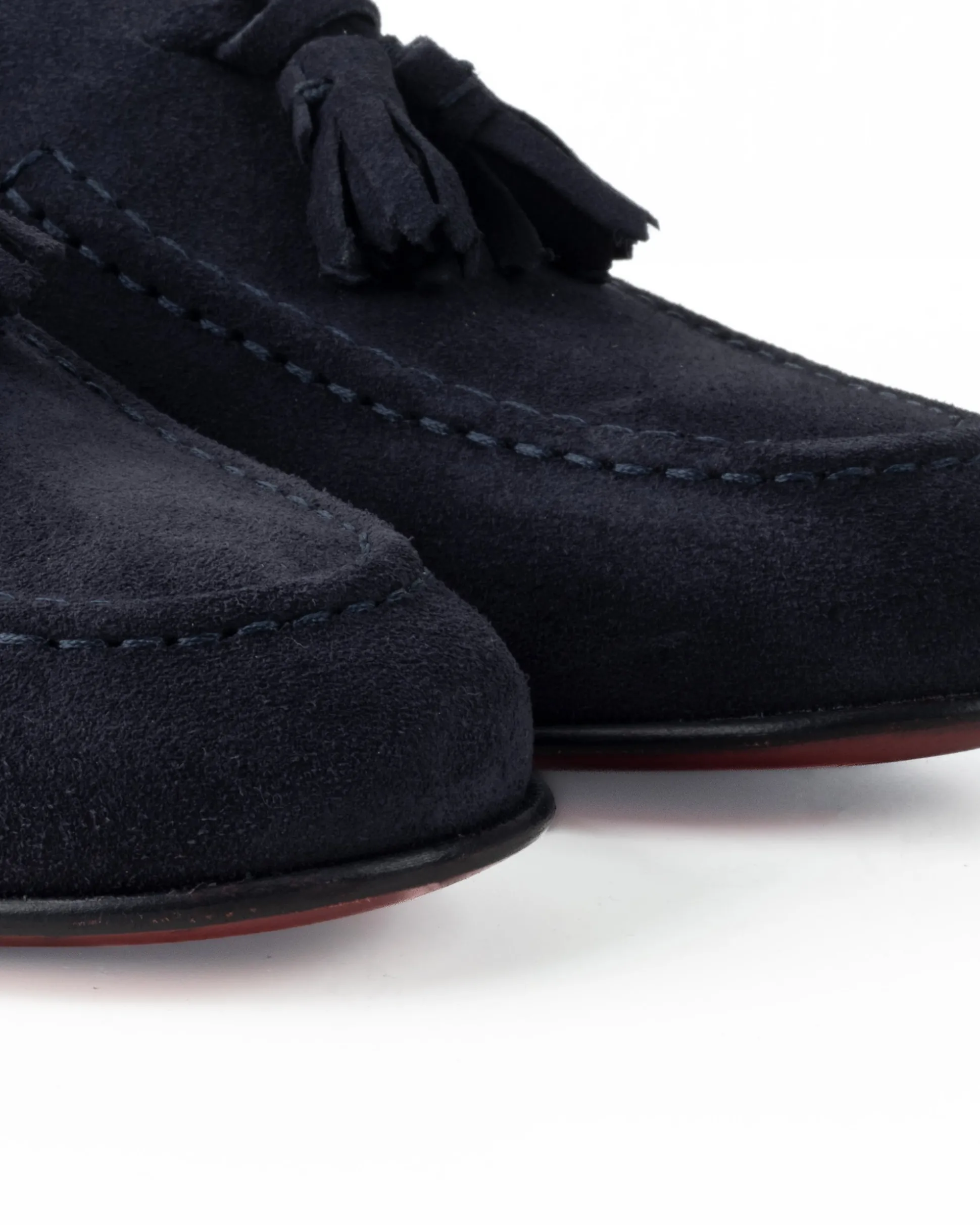 Mocassini uomo con nappine scarpe camoscio eleganti cerimonia pelle scamosciata suola di cuoio con ovalino antiscivolo casual blu GIOSAL-S1268A