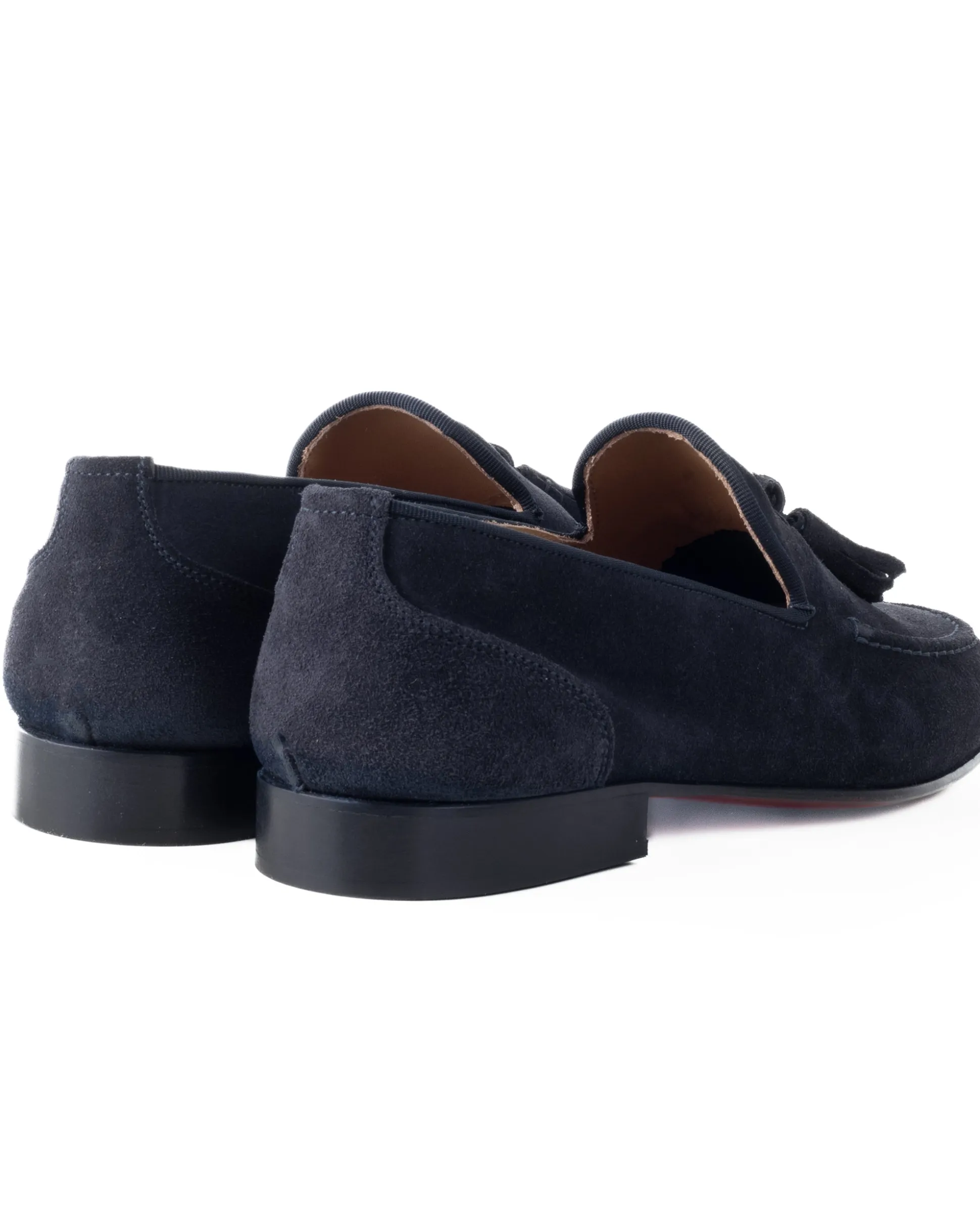 Mocassini uomo con nappine scarpe camoscio eleganti cerimonia pelle scamosciata suola di cuoio con ovalino antiscivolo casual blu GIOSAL-S1268A