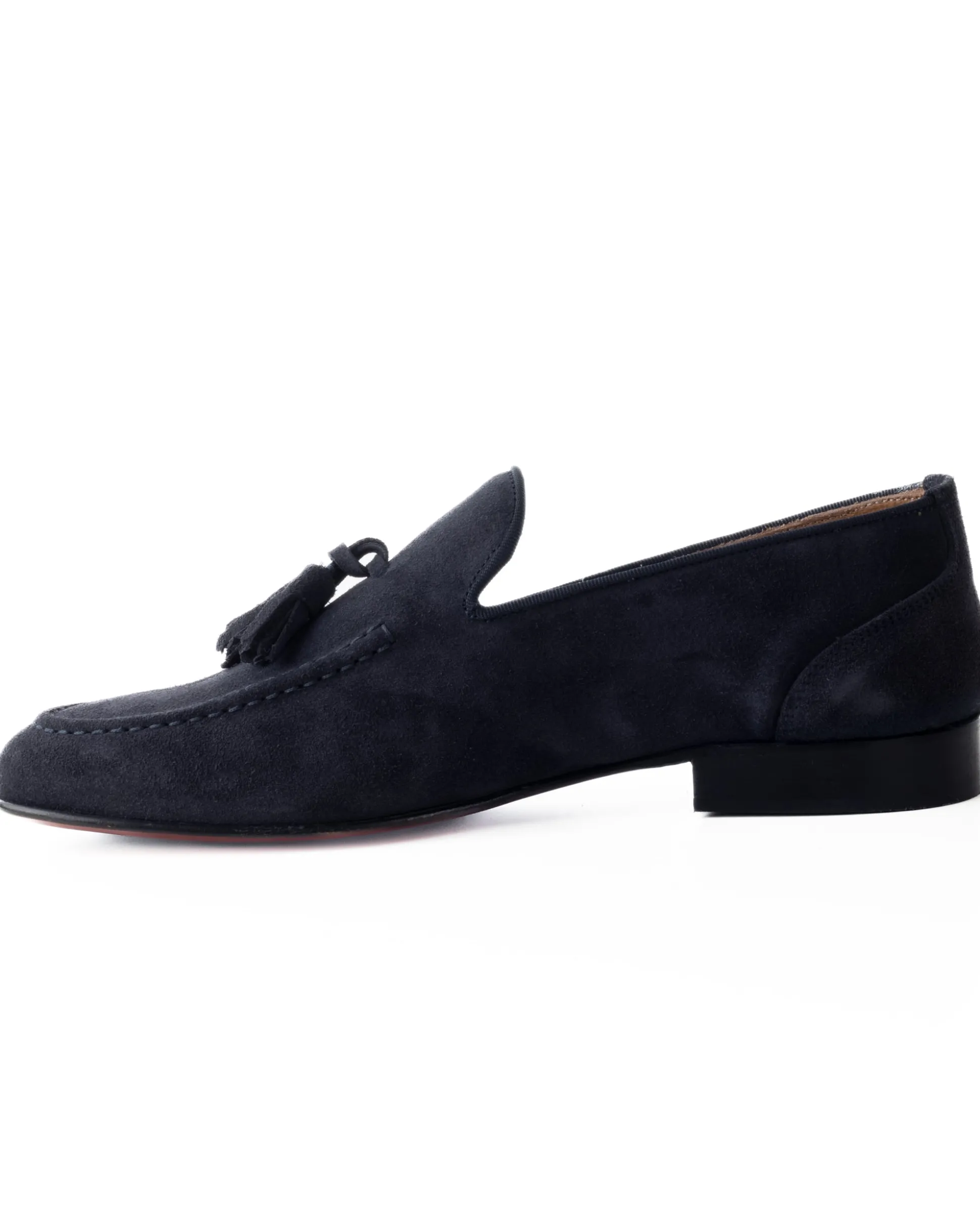 Mocassini uomo con nappine scarpe camoscio eleganti cerimonia pelle scamosciata suola di cuoio con ovalino antiscivolo casual blu GIOSAL-S1268A