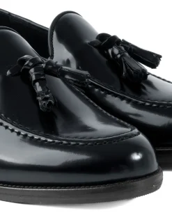 Mocassini Uomo Con Nappine Scarpe Ecopelle Abrasivate Lucide Eleganti Cerimonia Suola Di Cuoio Casual Blu GIOSAL-S1266A