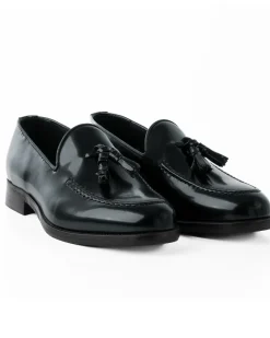 Mocassini Uomo Con Nappine Scarpe Ecopelle Abrasivate Lucide Eleganti Cerimonia Suola Di Cuoio Casual Blu GIOSAL-S1266A