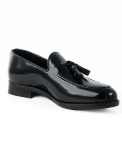 Mocassini Uomo Con Nappine Scarpe Ecopelle Abrasivate Lucide Eleganti Cerimonia Suola Di Cuoio Casual Blu GIOSAL-S1266A