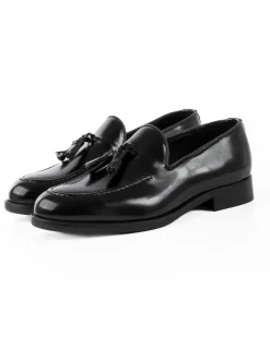 Mocassini Uomo Con Nappine Scarpe Ecopelle Abrasivate Eleganti Cerimonia Suola Di Cuoio Casual Nero GIOSAL-S1265A