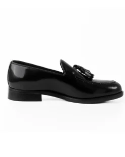 Mocassini Uomo Con Nappine Scarpe Ecopelle Abrasivate Eleganti Cerimonia Suola Di Cuoio Casual Nero GIOSAL-S1265A