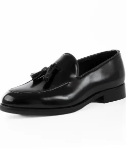 Mocassini Uomo Con Nappine Scarpe Ecopelle Abrasivate Eleganti Cerimonia Suola Di Cuoio Casual Nero GIOSAL-S1265A