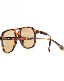 Occhiali da sole uomo unisex aviator squadrato oversize tartaruga doppio ponte lenti fumè tortora GIOSAL-OC1103A