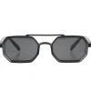 Occhiali da sole uomo unisex ottagonale doppio ponte lenti fumè nero GIOSAL-OC1101A