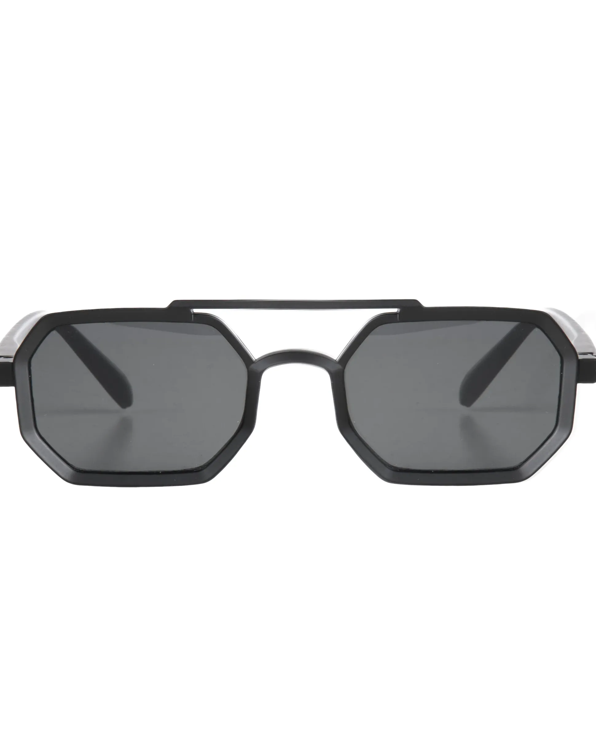 Occhiali da sole uomo unisex ottagonale doppio ponte lenti fumè nero GIOSAL-OC1101A