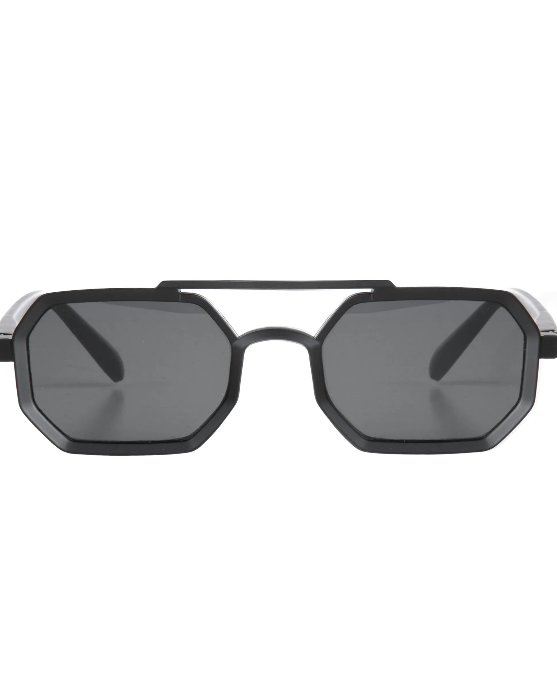 Occhiali da sole uomo unisex ottagonale doppio ponte lenti fumè nero GIOSAL-OC1101A