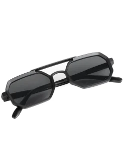 Occhiali da sole uomo unisex ottagonale doppio ponte lenti fumè nero GIOSAL-OC1101A