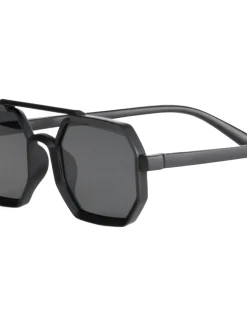Occhiali da sole uomo unisex ottagonale doppio ponte lenti fumè nero GIOSAL-OC1101A