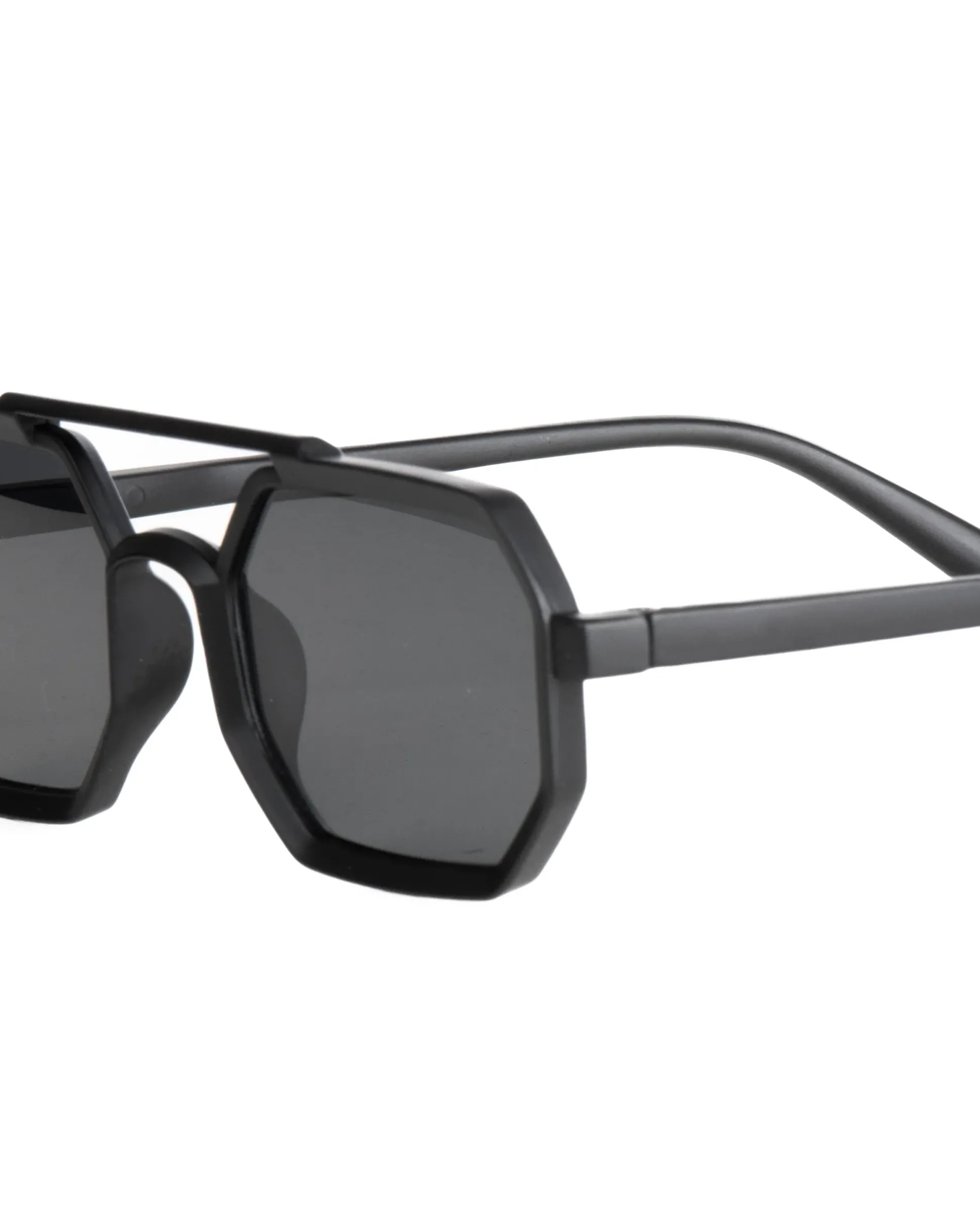 Occhiali da sole uomo unisex ottagonale doppio ponte lenti fumè nero GIOSAL-OC1101A