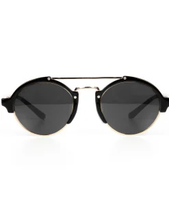 Occhiali da sole uomo unisex rotondi con ponte metallico vintage nero oro GIOSAL-OC1099A