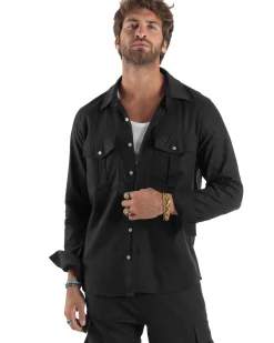 Outfit Camicia Pantaloni Cargo Lino OU2511A