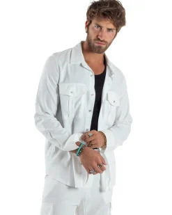 Outfit Camicia Pantaloni Cargo Lino OU2512A