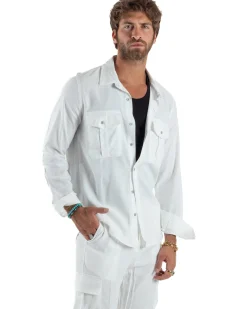 Outfit Camicia Pantaloni Cargo Lino OU2512A