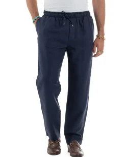 Pantalaccio Lino Regular Fit Tasca Posteriore Basic Blu P6300A