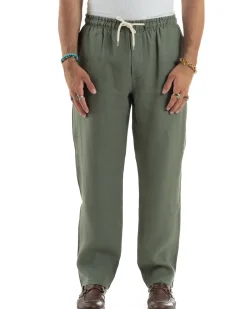 Pantalaccio Lino Regular Fit Tasca Posteriore Basic Verde P6299A