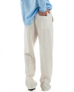 Pantalaccio lino uomo baggy fit morbido comodo beige P6305A