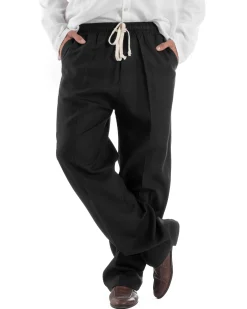 Pantalaccio lino uomo baggy fit morbido comodo nero P6304A