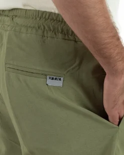 Pantalaccio uomo lino viscosa pantaloni coulisse relaxed fit verde militare BERNA M-261226