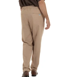 Pantalaccio uomo lino viscosa pantaloni coulisse relaxed fit camel BERNA M-261226