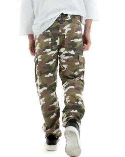 Pantaloni Jeans Uomo Straight Fit Militare Denim Cargo Mimetico Casual GIOSAL-P5751A