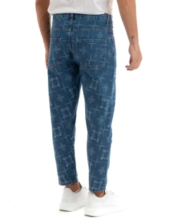 Pantaloni Jeans Uomo Straight Fit Denim Con Rotture Cinque Tasche GIOSAL-P5923A