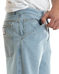 Pantaloni Jeans Uomo Unisex Baggy Denim Chiaro Tasca America Casual GIOSAL-P5756A