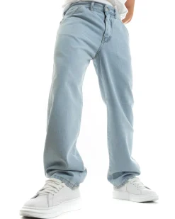 Pantaloni Jeans Uomo Unisex Baggy Denim Chiaro Tasca America Casual GIOSAL-P5756A
