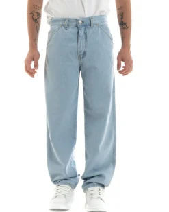 Pantaloni Jeans Uomo Unisex Baggy Denim Chiaro Tasca America Casual GIOSAL-P5756A