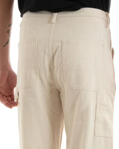 Pantaloni Jeans Uomo Wide Leg Basic Cargo Cinque Tasche Casual Panna GIOSAL-P5728A