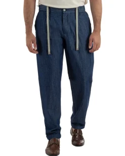 Pantaloni pantalaccio uomo chino tasche america sartoriale coulisse denim melangiato GIOSAL-P6507A