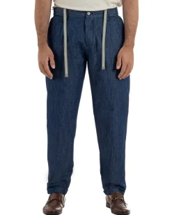 Pantaloni pantalaccio uomo chino tasche america sartoriale coulisse denim melangiato GIOSAL-P6507A