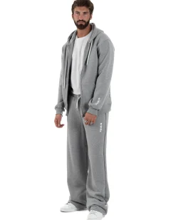 Pantaloni Tuta Baggy Fondo Largo Felpato Logo Grigio Berna M-252196