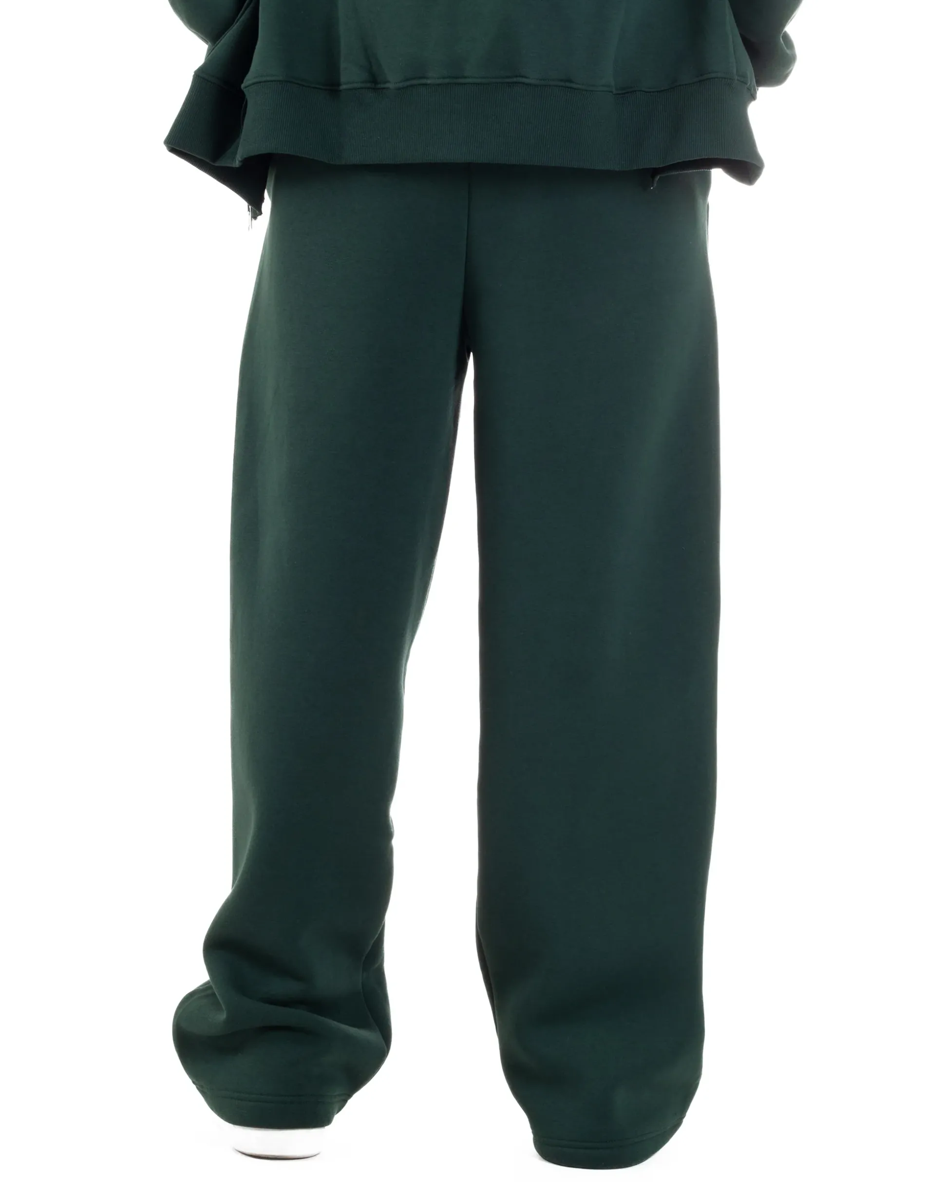 Pantaloni Tuta Baggy Fondo Largo Felpato Logo Verde Berna M-252196